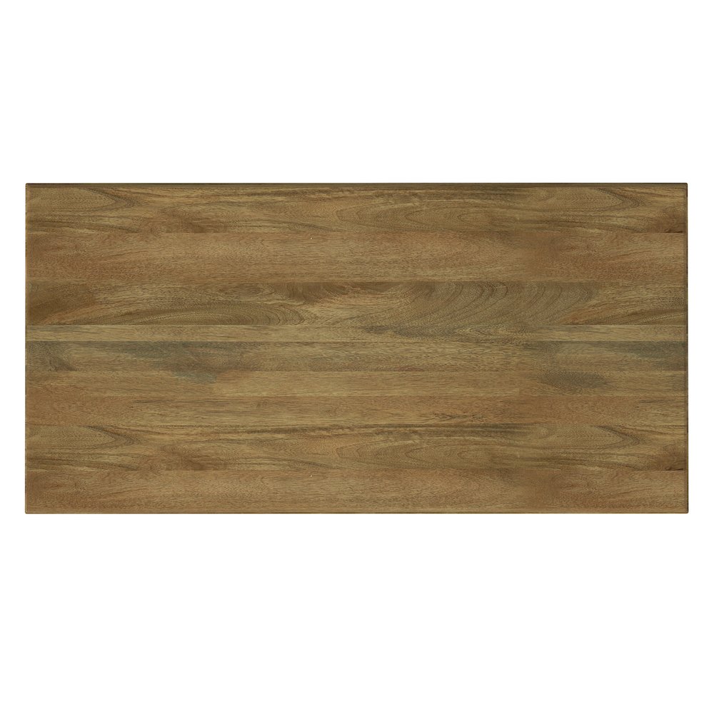 Watkins Solid Mango Wood Dining Table With Inverted Metal Base In Light Brown. Picture 7