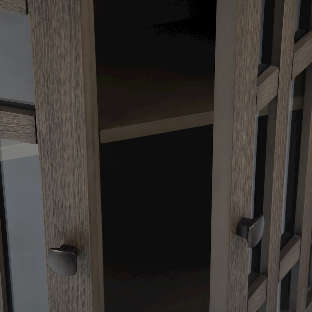 Bedford Solid Wood Low Storage Media Cabinet In Farmhouse Grey. Picture 4