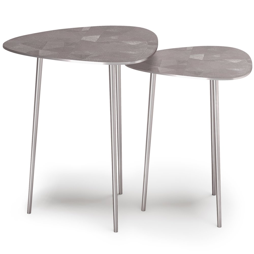 Shelton 2 Pc Metal Nesting Table In Nickel. Picture 4
