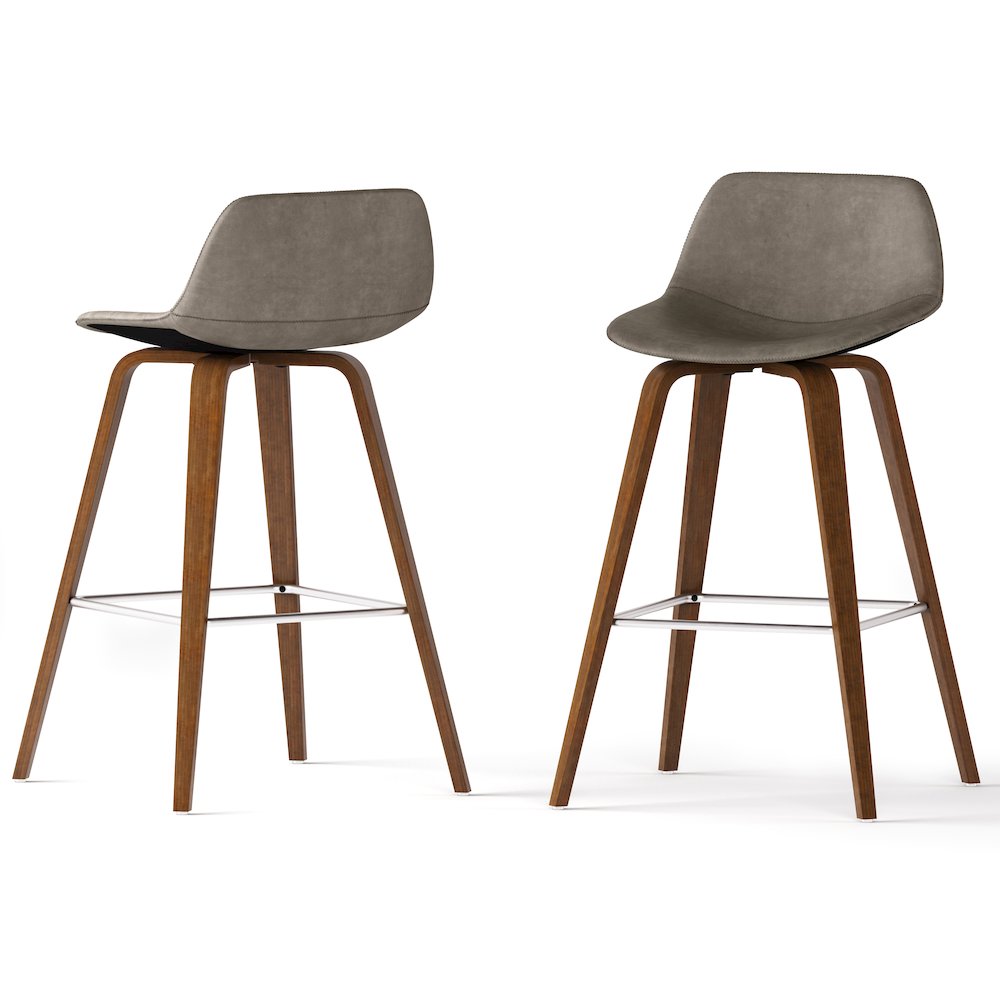 Counter Height Stool (Set Of 2) In Distressed Grey Vegan Faux Leather. Picture 1