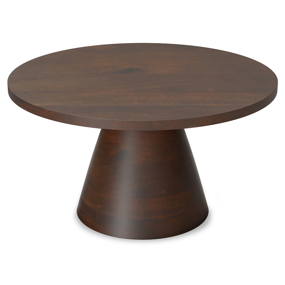 Winnie Solid Acacia Wood Round Coffee Table In Walnut. Picture 2