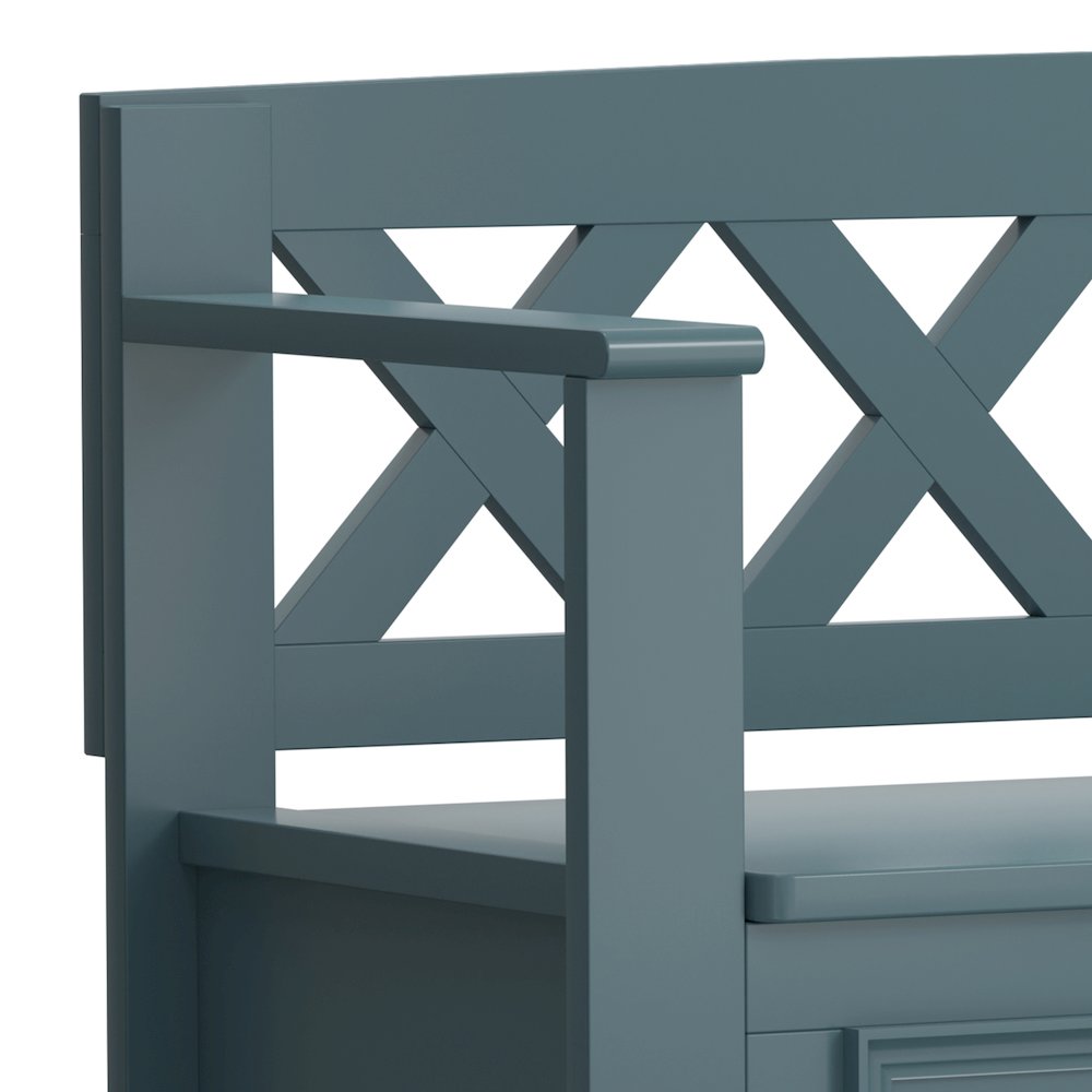 48 inch Wide Solid Wood Transitional Entryway Storage Bench in French Blue. Picture 2