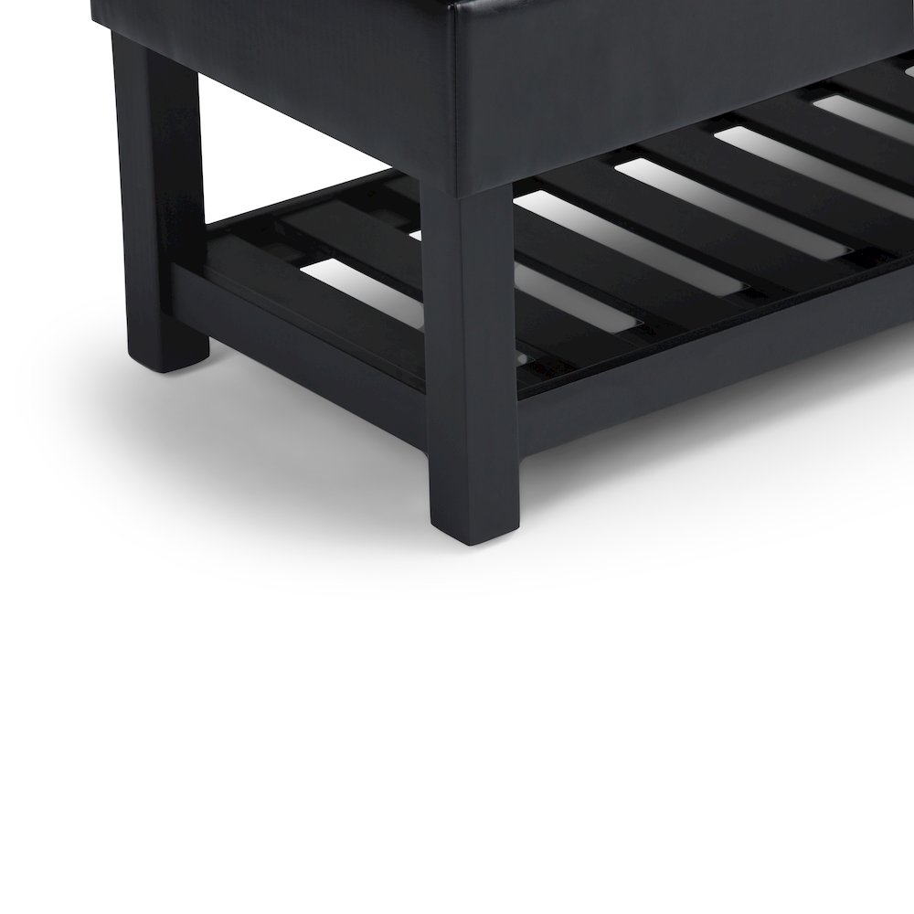 Saxon Solid Hardwood Storage Ottoman Bench In Midnight Black. Picture 4
