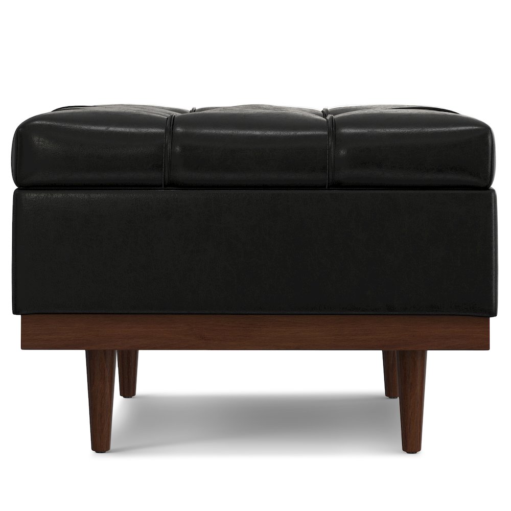 Mariah Coffee Table Storage Ottoman in Midnight Black  PU Black faux leather. Picture 3
