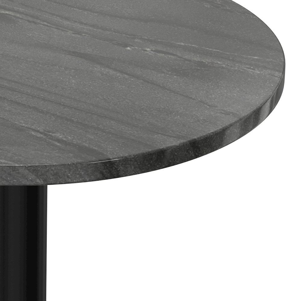 16 inch Wide Modern Side Table in Black Genuine Marble and Black/Silver Iron. Picture 4