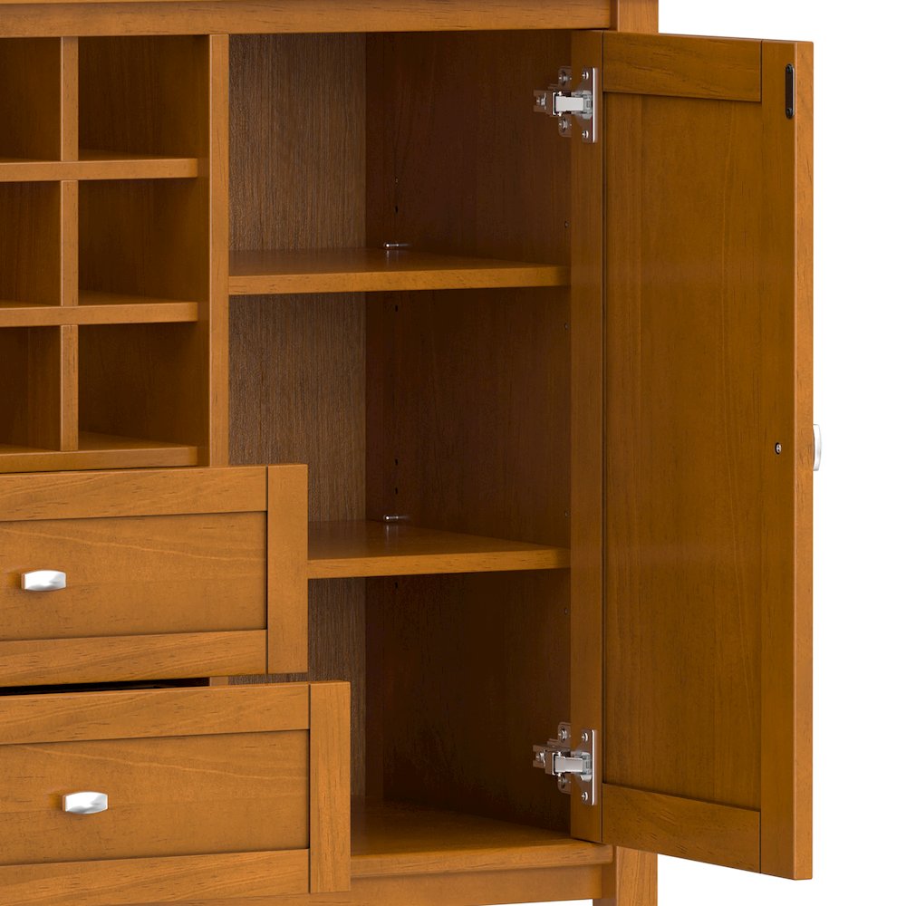 54 inch Wide Transitional Storage Cabinet with Wine Rack in Light Golden Brown. Picture 3