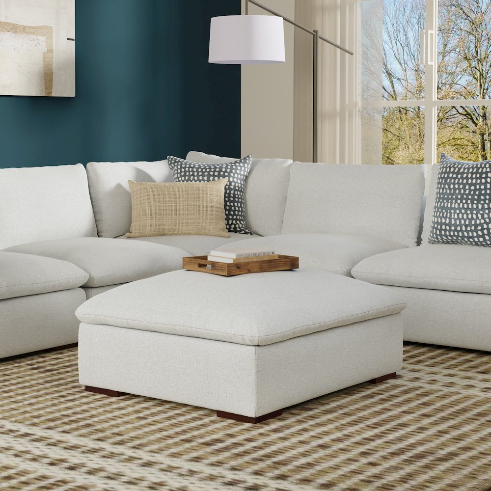 Jasmine Ottoman In Velvety Chenille Performance Fabric. Picture 5