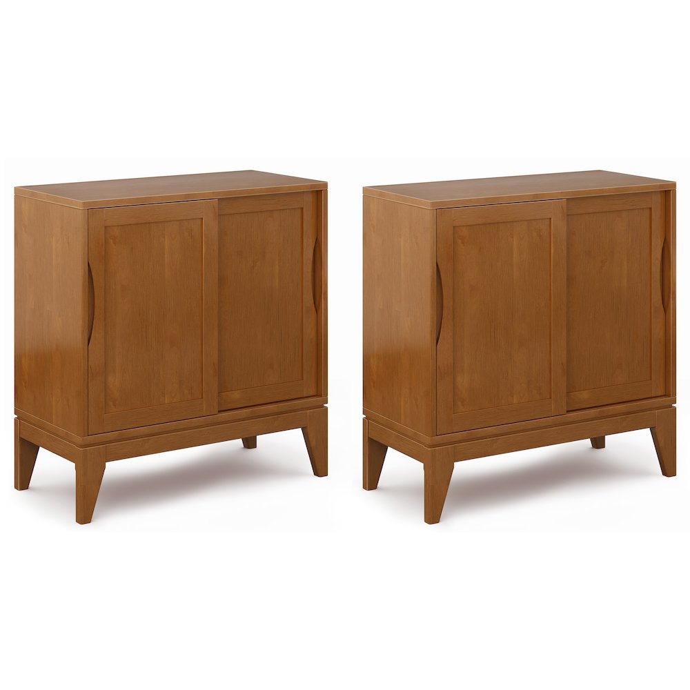 Harper Solid Wood 30 Inch Storage Cabinet In Teak Brown (Set Of 2). Picture 1