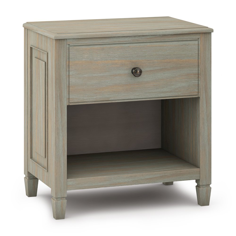 Solid Wood 24 Inch Wide Traditional Bedside Nightstand Table In Distressed Grey. Picture 1