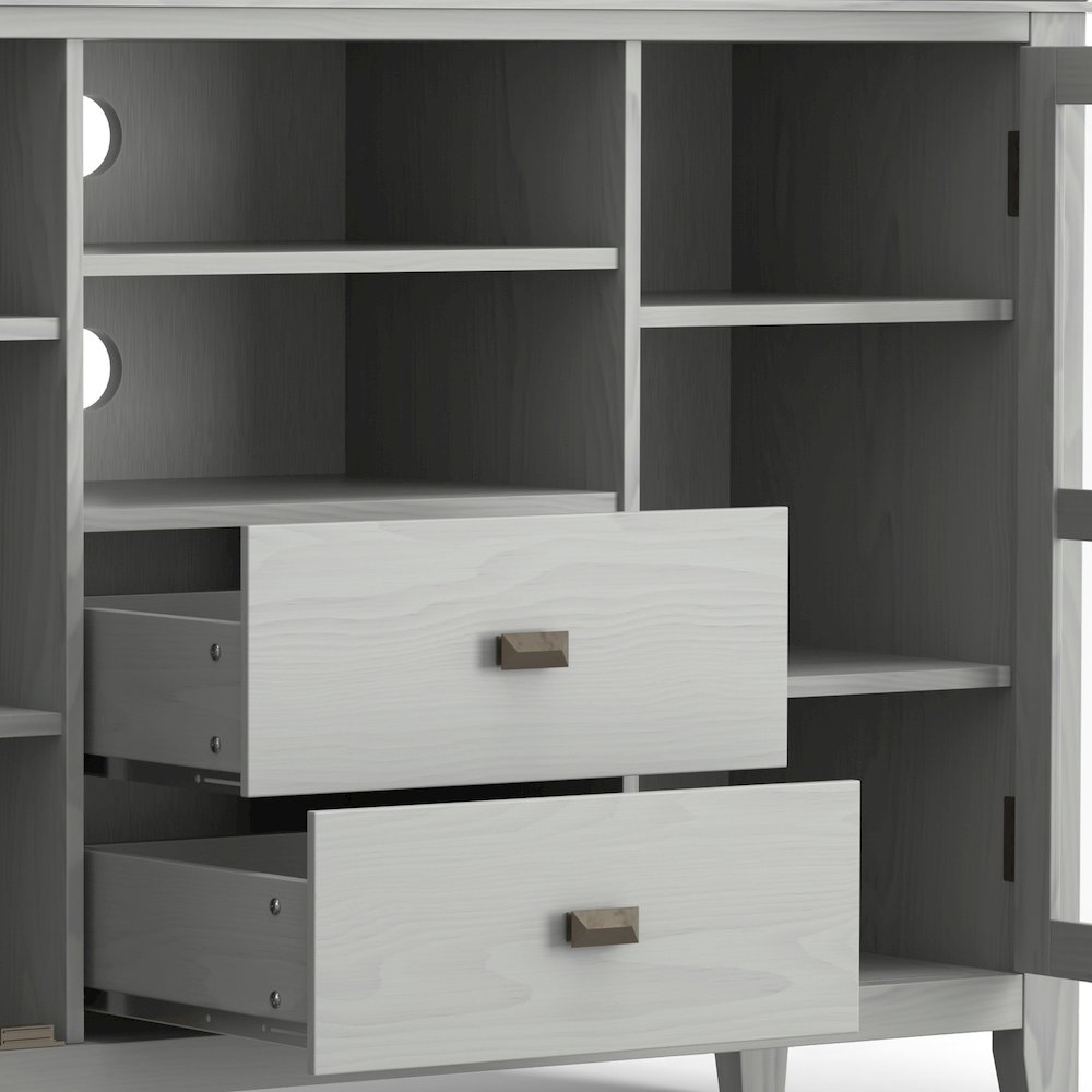 Artisan Solid Wood Tall Tv Media Stand In Fog Grey For Tvs Up To 60 Inches. Picture 4