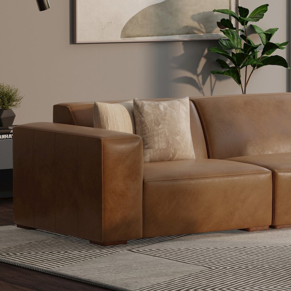 Rex Left-Arm Sofa Module In Genuine Leather. Picture 5
