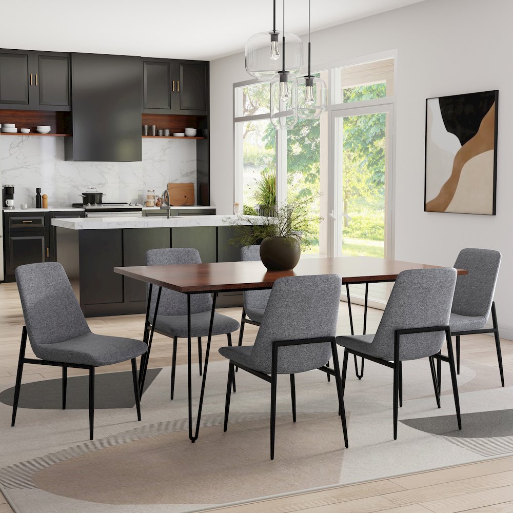 Savannah Dining Chair ( Set Of 2 ) In Grey Linen Look Fabric. Picture 5