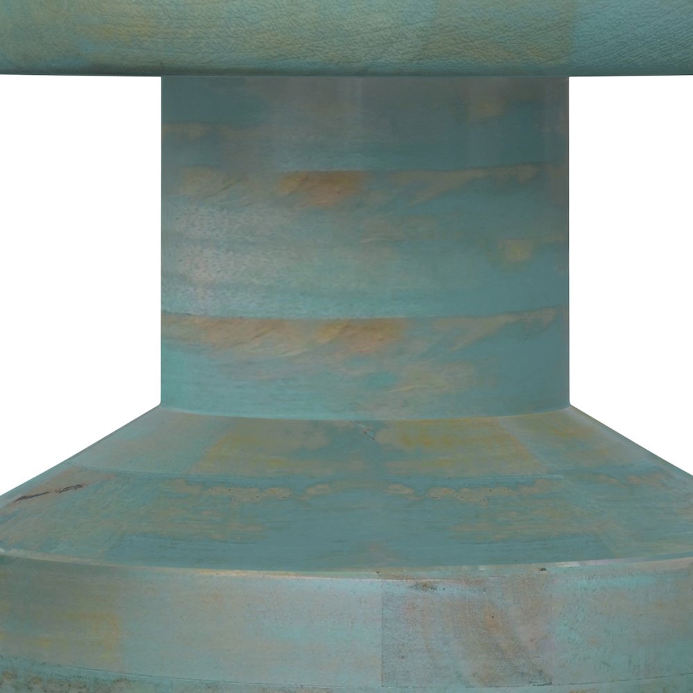 Haynes 16 Inch Wide Solid Mango Boho Accent Table In Teal Wash. Picture 6