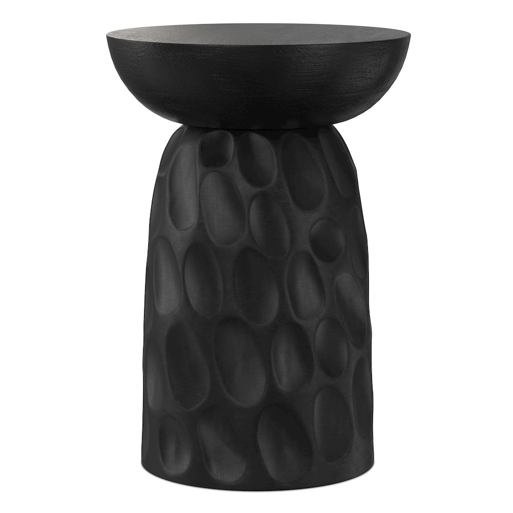 Boyd 13 inch Wide Solid Mango Contemporary V-Chisel Accent Table in Black. Picture 3