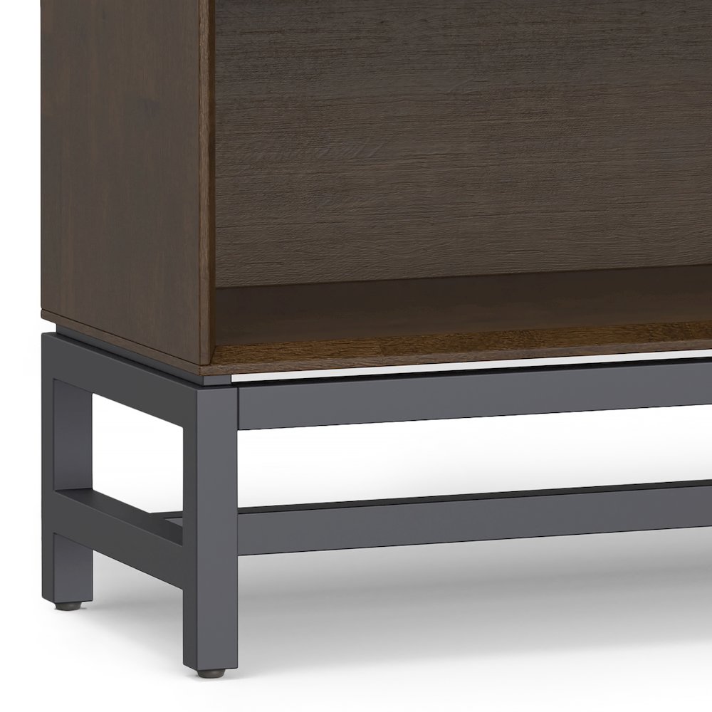 Banting Solid Hardwood Low Wide Bookcase In Walnut Brown. Picture 4