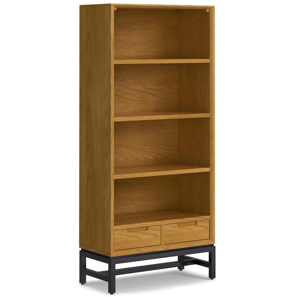 Industrial 72 inch Wide Desk with 30 inch Wide Bookcase in Oak (Set of 2). Picture 3
