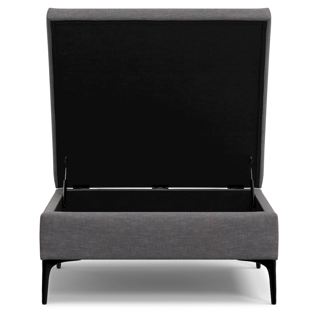 Coffee Table Storage Ottoman With Lift Up Lid In Slate Grey Polyester Linen. Picture 2