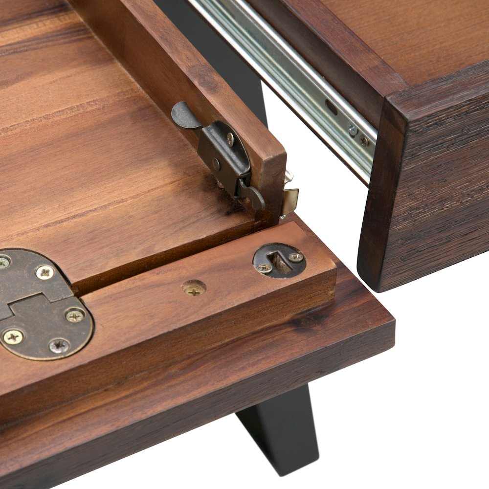 Lowry Solid Acacia Wood Desk In Distressed Charcoal Brown. Picture 3