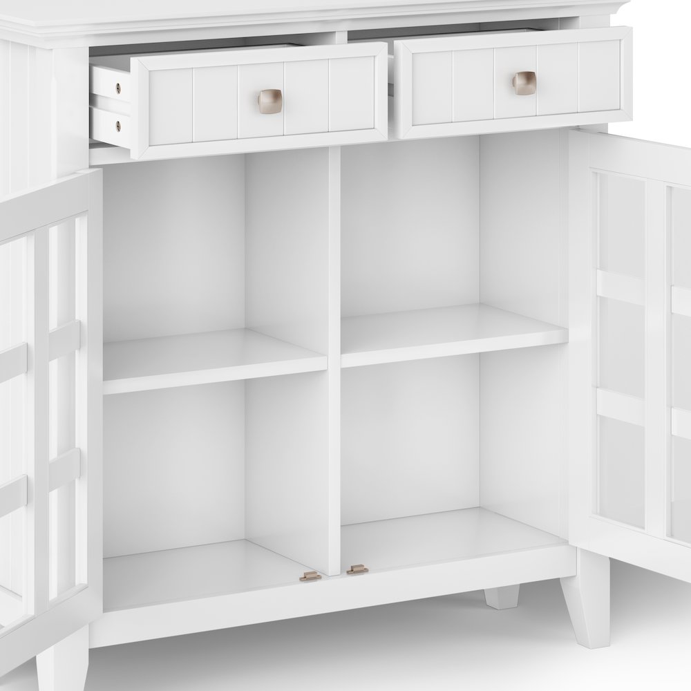 Acadian Solid Wood Entryway Storage Cabinet In White. Picture 3