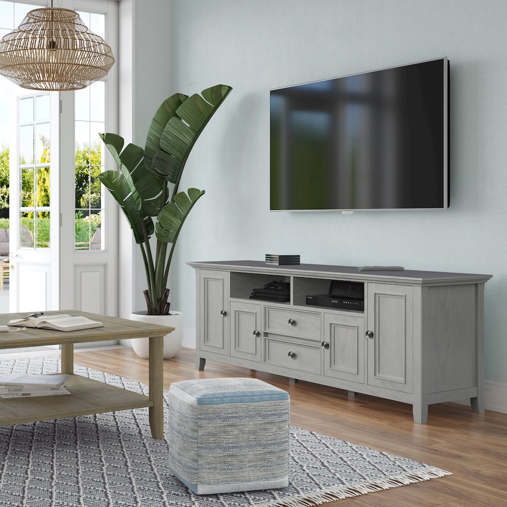 72 Inch Wide Tv Media Stand In Fog Grey For Tvs Up To 80 Inches. Picture 5