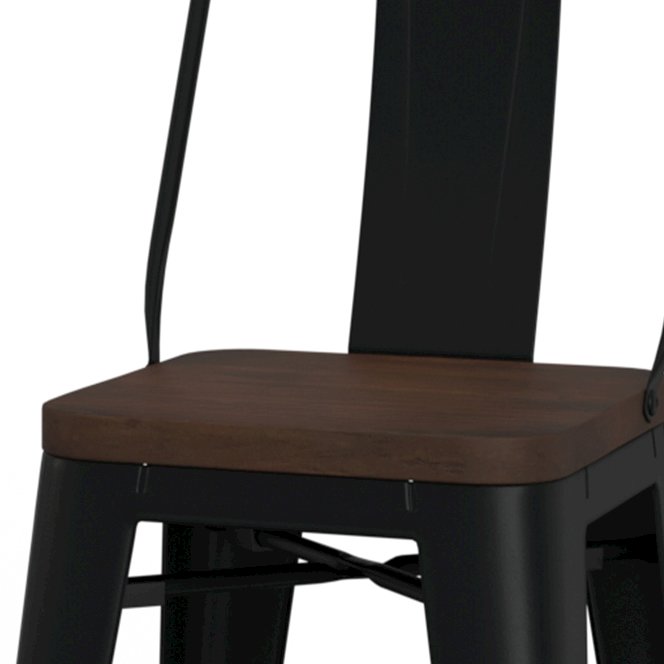 24 Inch Metal / Wood Counter Height Stool (Set Of 4) In Black. Picture 2