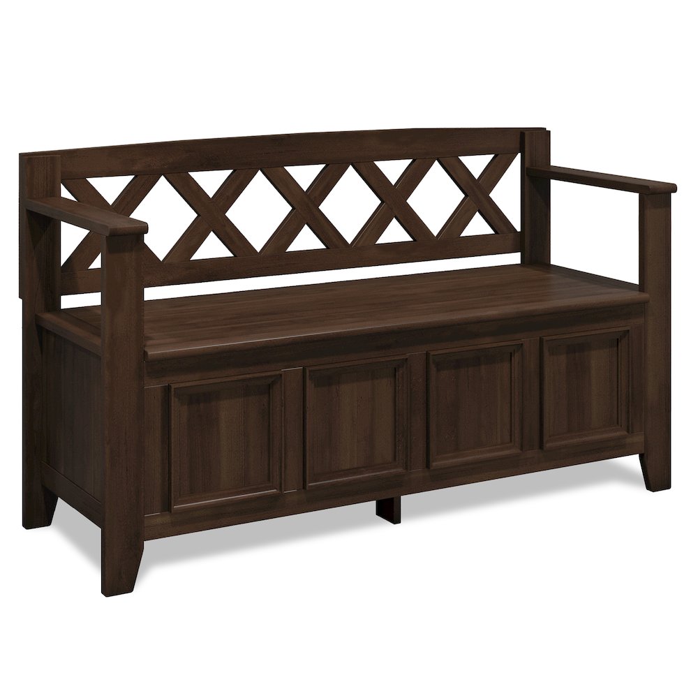 Amherst Solid Wood Entryway Storage Bench In Natural Aged Brown. Picture 1
