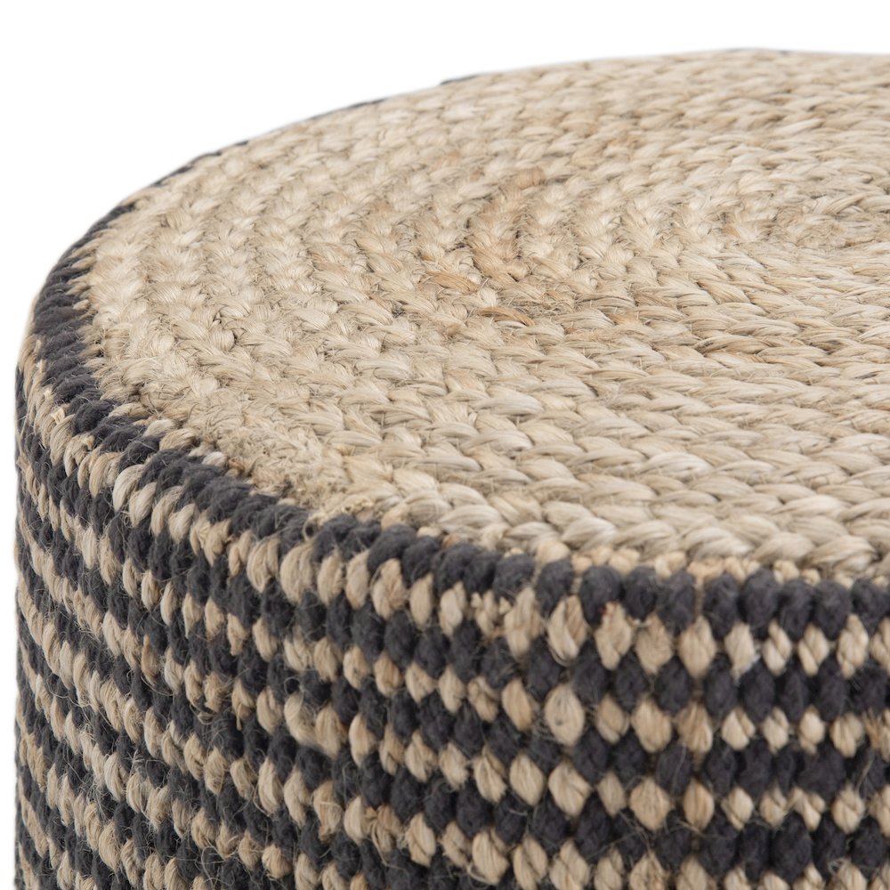 Larissa Round Braided Pouf In Natural Jute. Picture 3