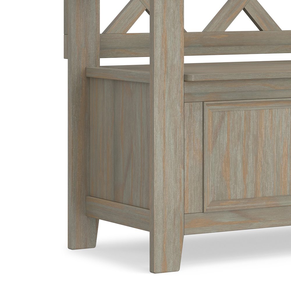 Solid Wood 36 inch Wide Transitional Entryway Storage Bench in Distressed Grey. Picture 5