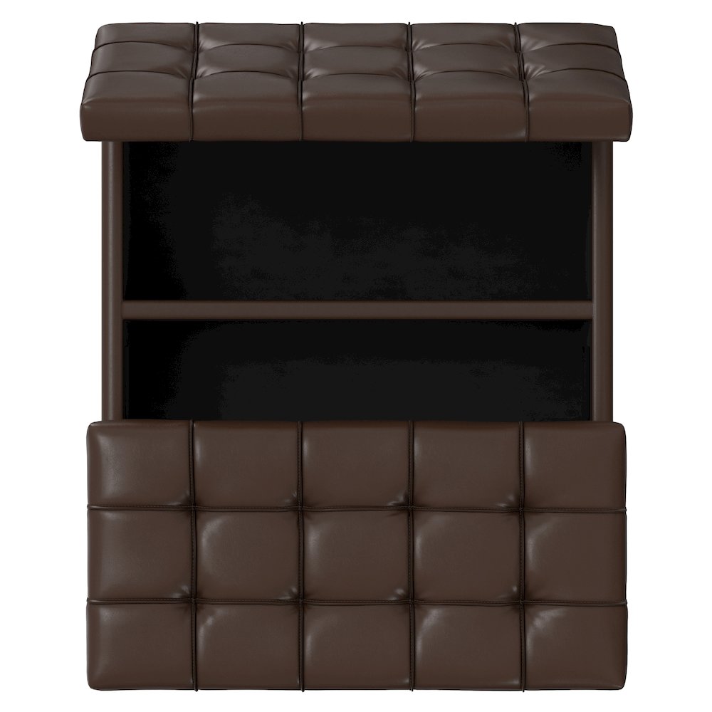 Harrison Small Square Coffee Table Storage Ottoman in Chocolate Brown. Picture 8