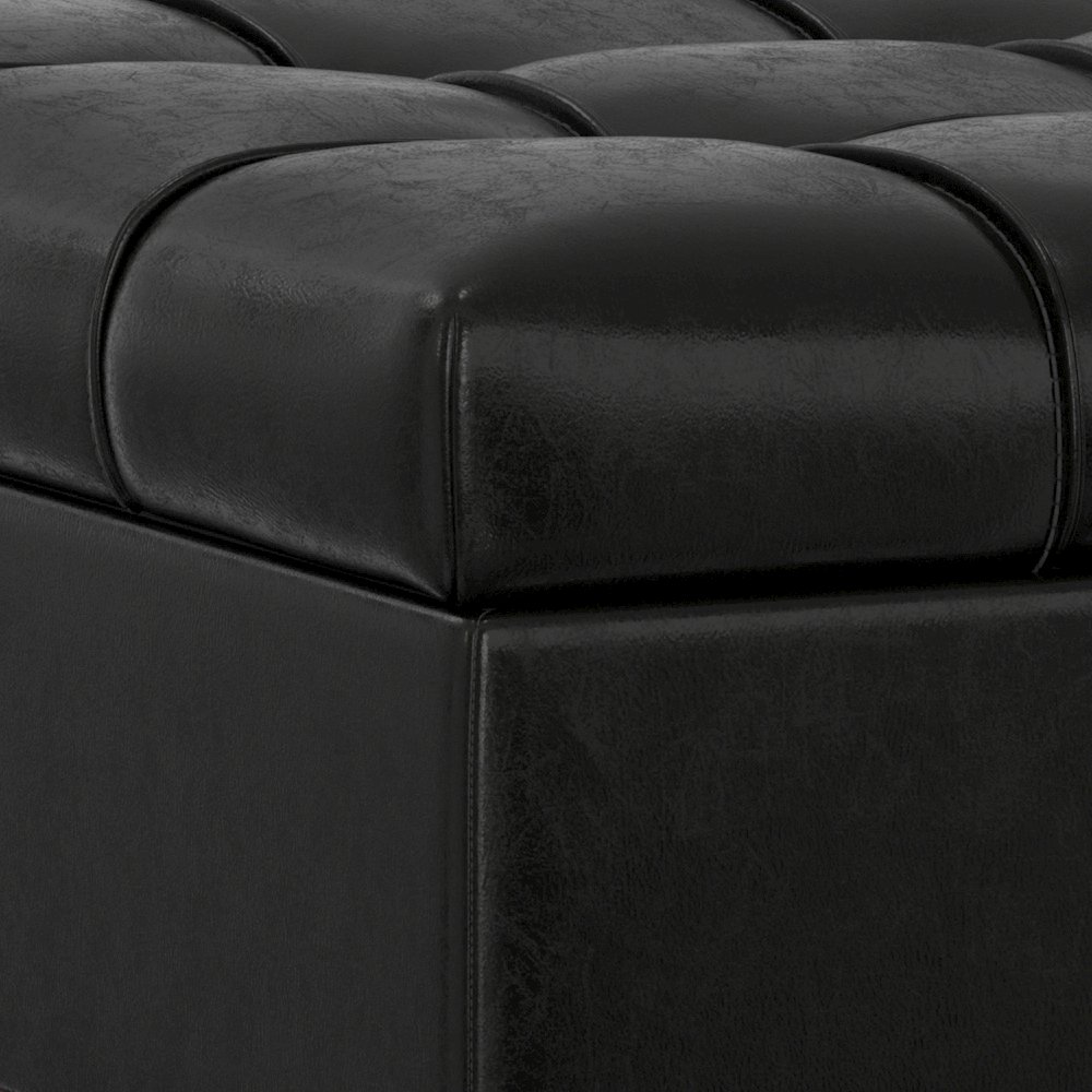 Mariah Coffee Table Storage Ottoman in Midnight Black  PU Black faux leather. Picture 12