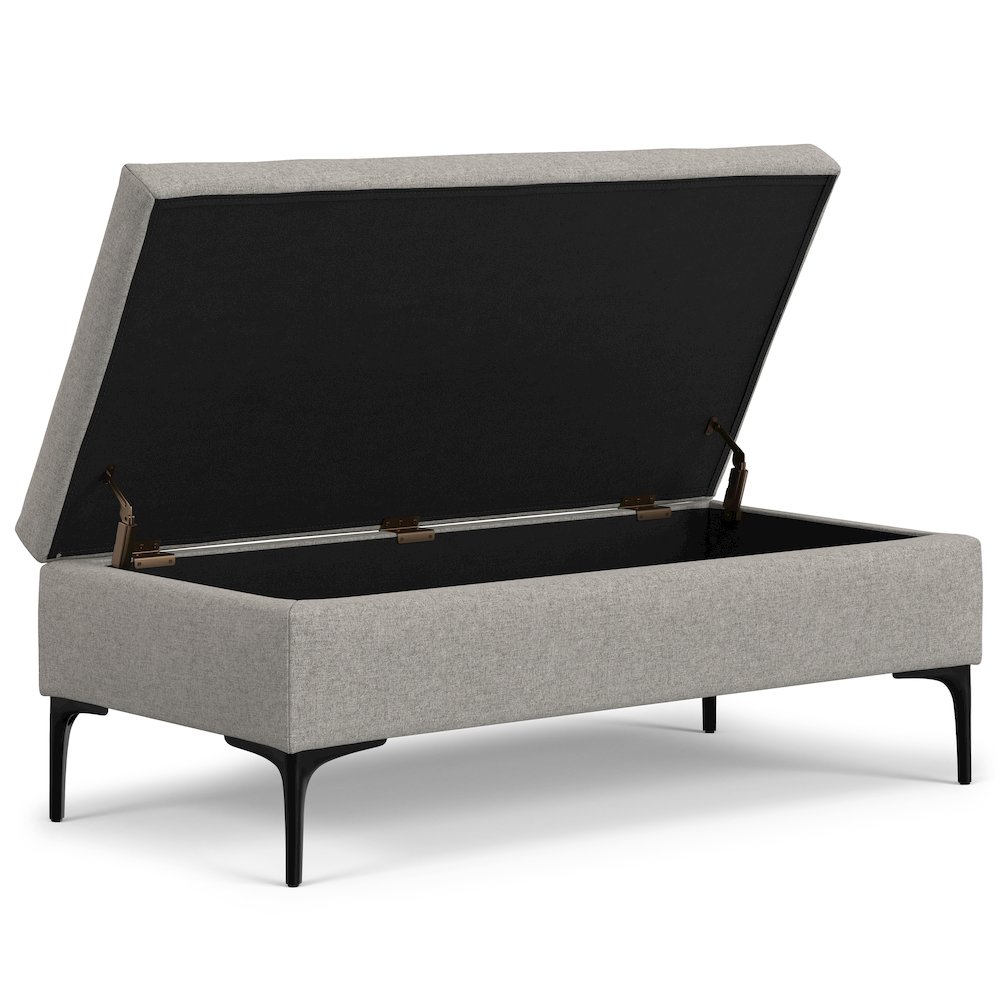 Large Coffee Table Storage Ottoman with Lift up Lid in Cloud Grey Polyester. Picture 6