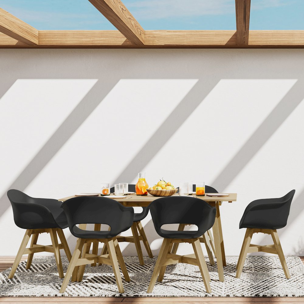 Kona Solid Acacia Wood Outdoor Dining Table In Light Teak. Picture 5