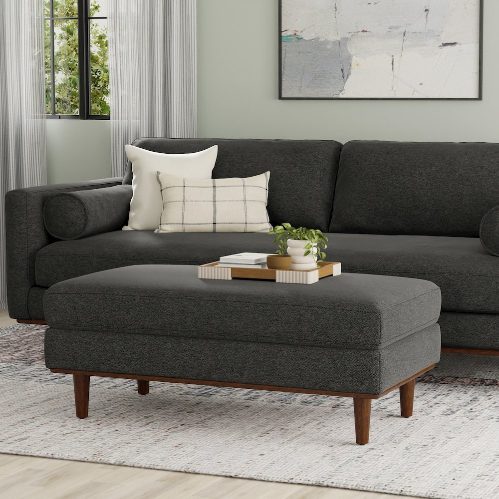 Morrison Large Rectangular Ottoman In Woven-Blend Fabric. Picture 5
