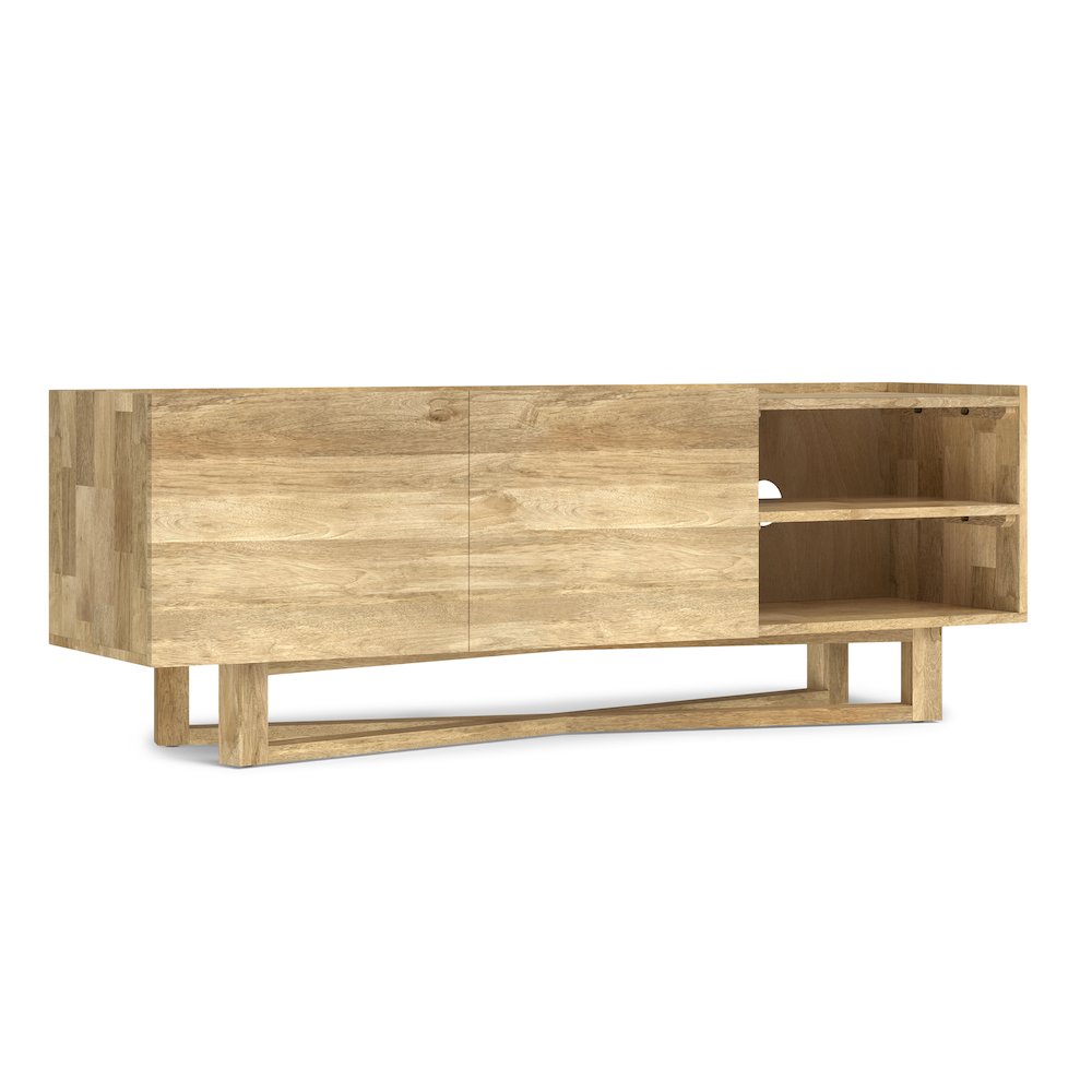 Harrow Solid Mango Wood Tv Media Stand In Natural For Tvs Up To 65 Inches. Picture 1