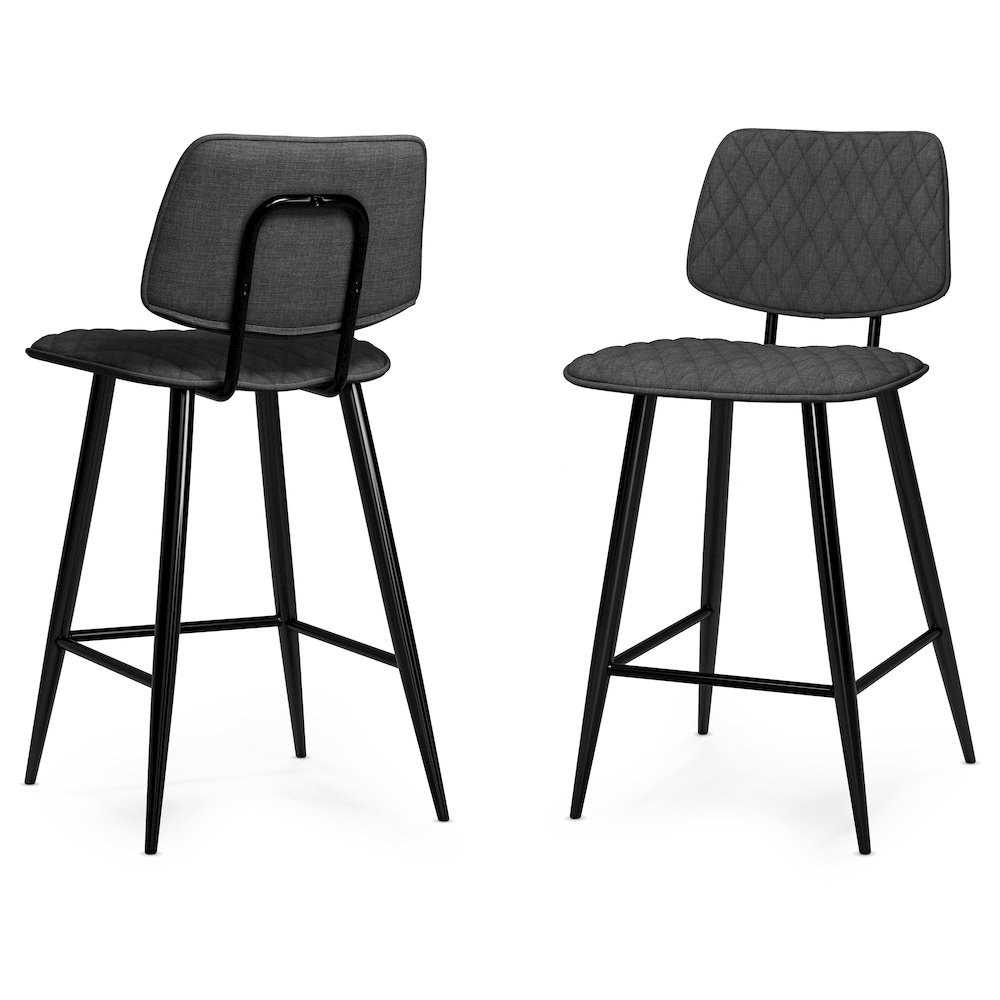 Raya Counter Height Stool (Set Of 2) In Charcoal Polyester Linen Fabric. Picture 1