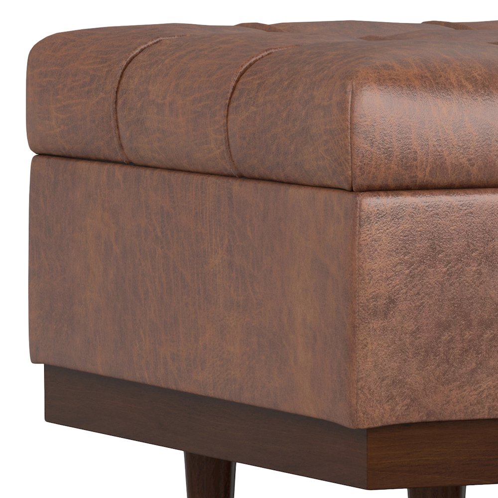 Mariah Coffee Table Storage Ottoman in Distressed Saddle Brown. Picture 9