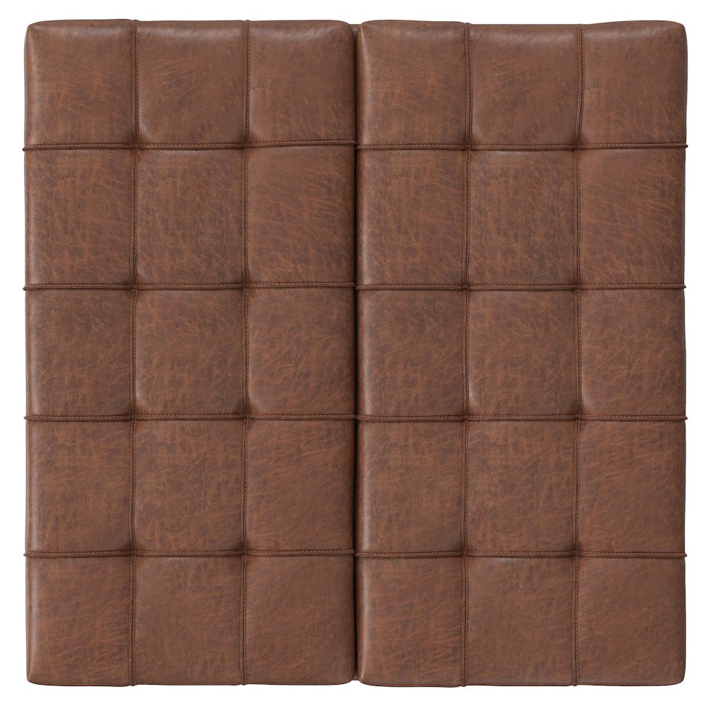 Mariah Lift Top Table Storage Ottoman in Distressed Saddle Brown. Picture 5