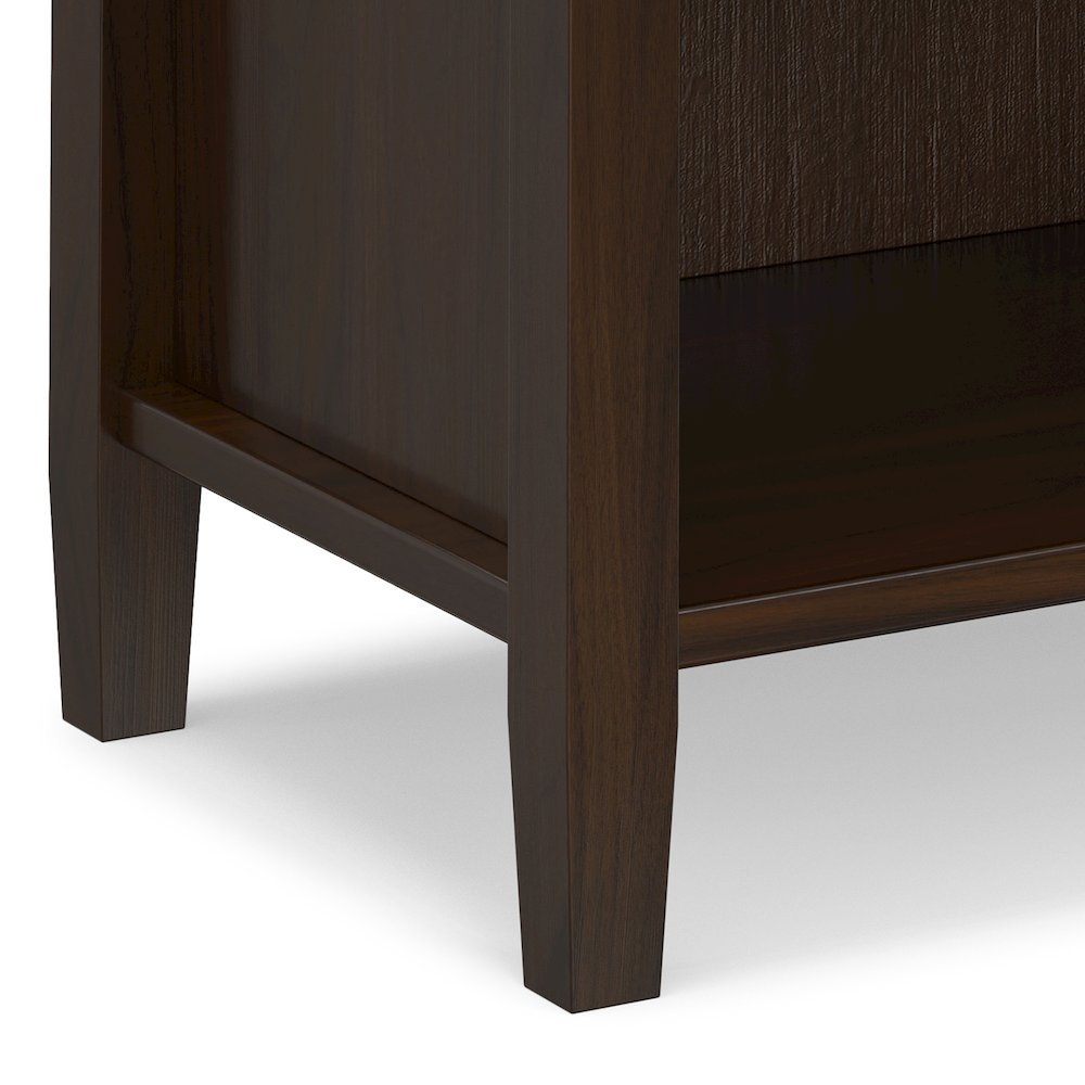 Warm Shaker Solid Wood 24 inch Wide Transitional Nightstand in Tobacco Brown. Picture 5