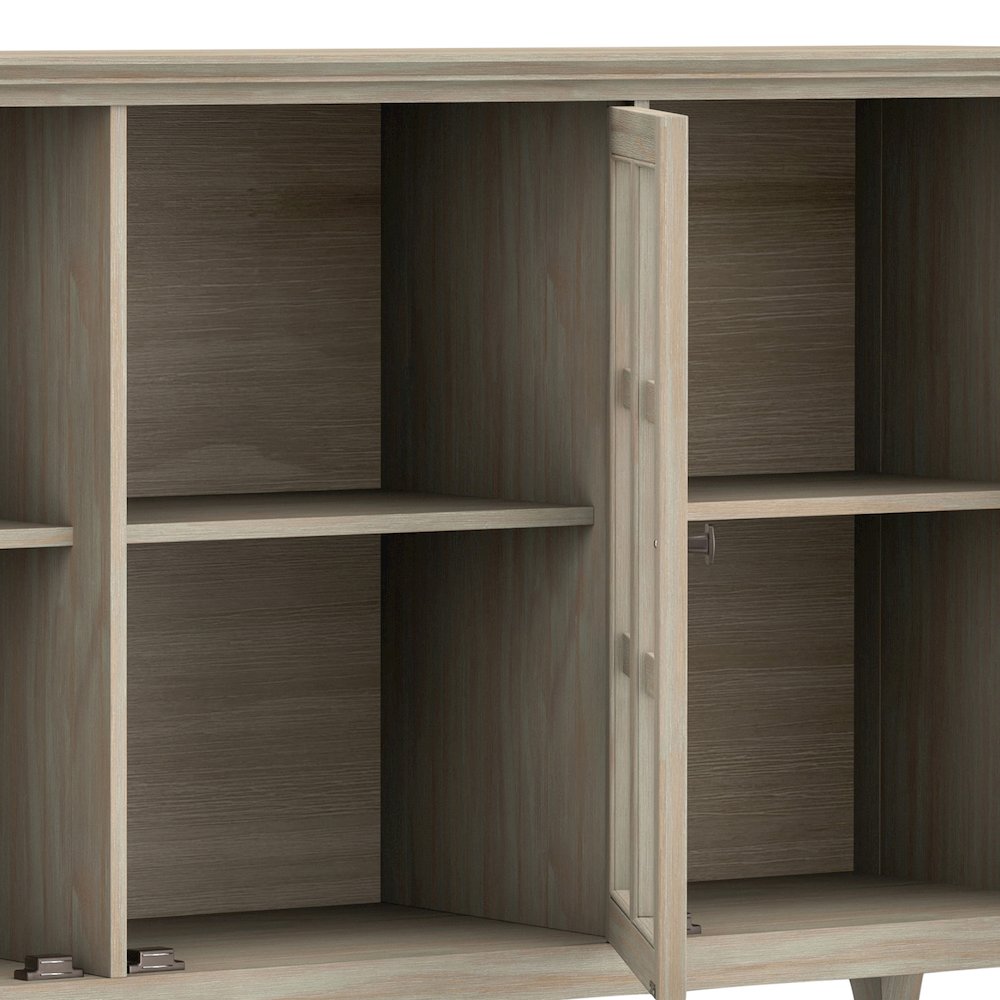 Acadian Solid Wood Wide Storage Cabinet In Distressed Grey. Picture 4