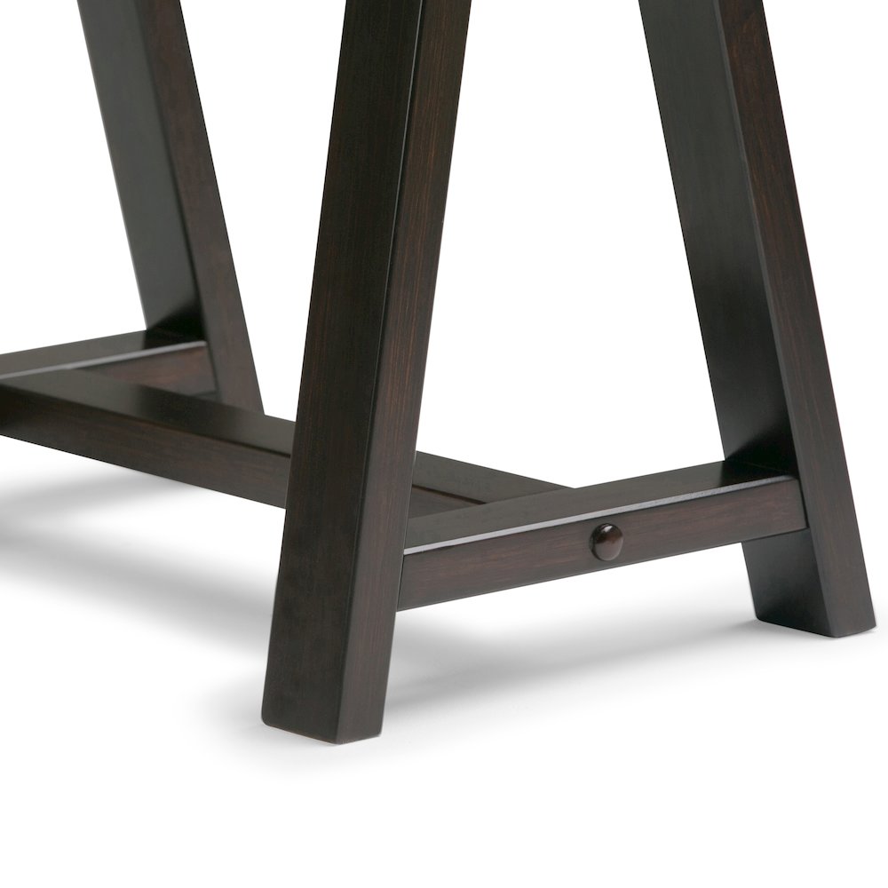 Sawhorse Solid Wood Desk In Dark Chestnut Brown. Picture 4