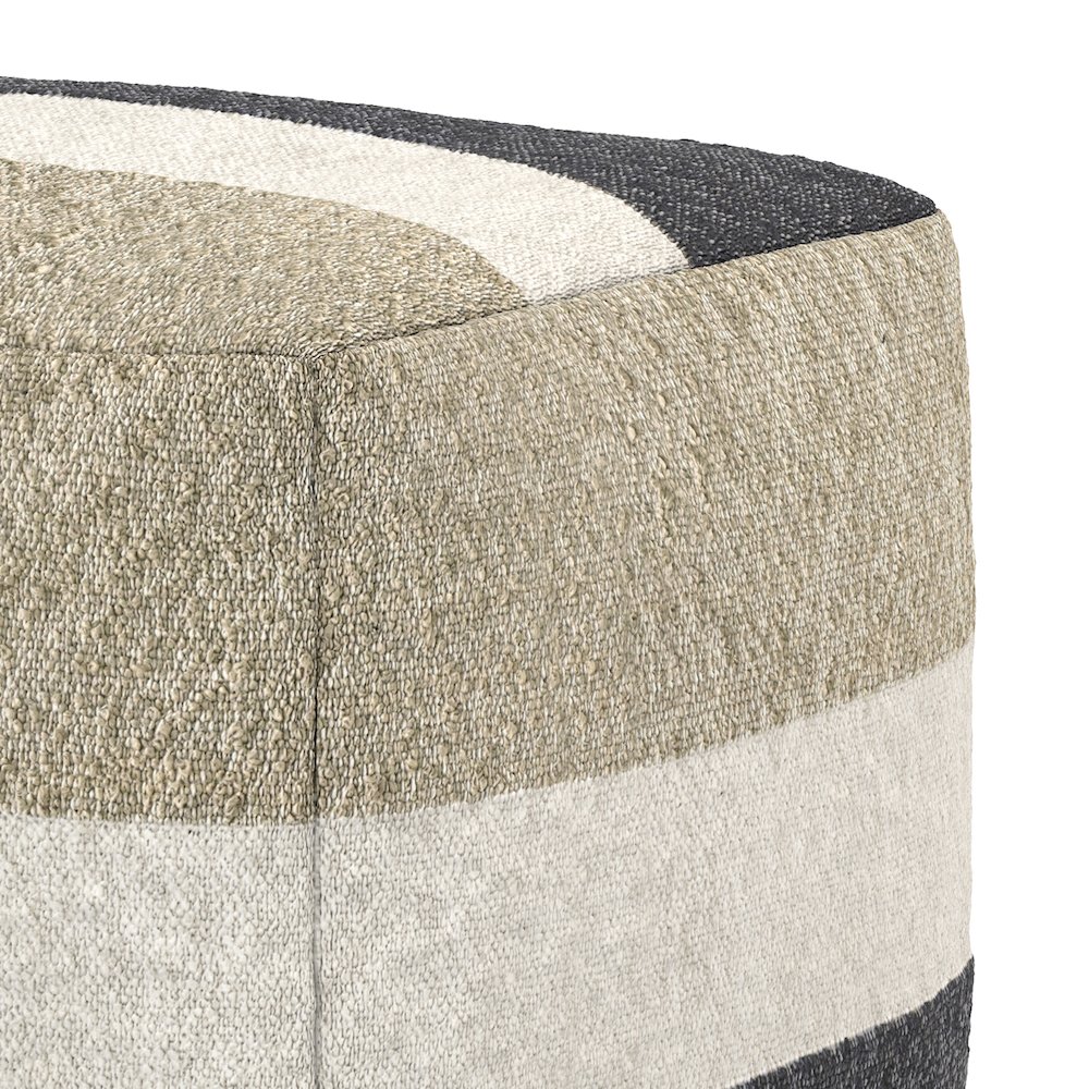 Claudette 18 inch Wide Boho Pouf in Multicolor Acrylic Fabric, Assembled. Picture 3