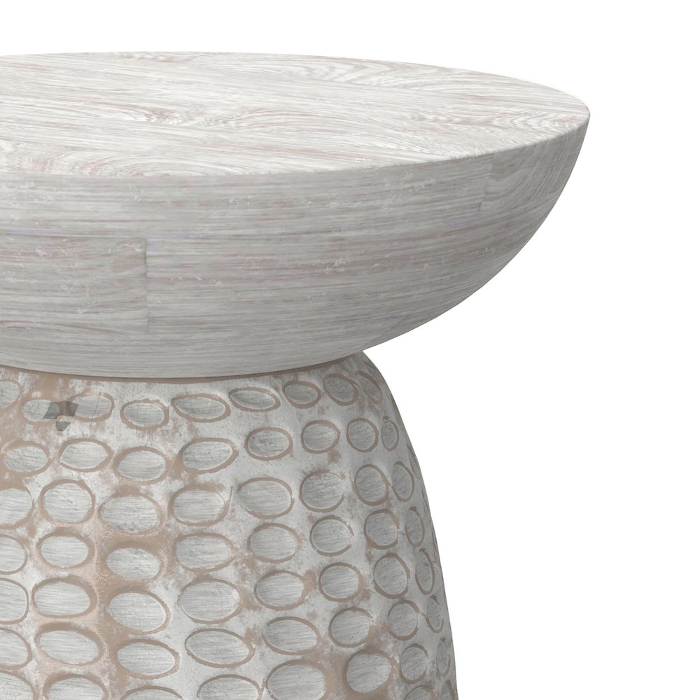 Boyd 16 inch Wide Solid Mango Contemporary Tall Accent Table in White Wash. Picture 7