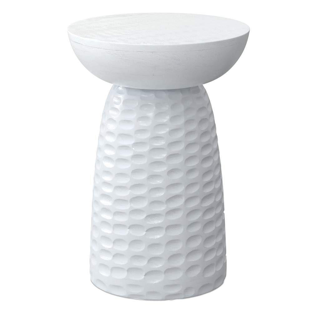 Boyd 13 inch Wide Solid Wood Contemporary Accent Table in White, Assembled. Picture 1
