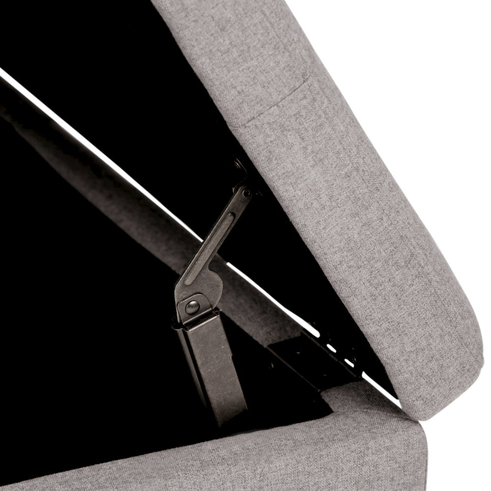 Dover Square Coffee Table Storage Ottoman In Cloud Grey Linen Look Fabric. Picture 3