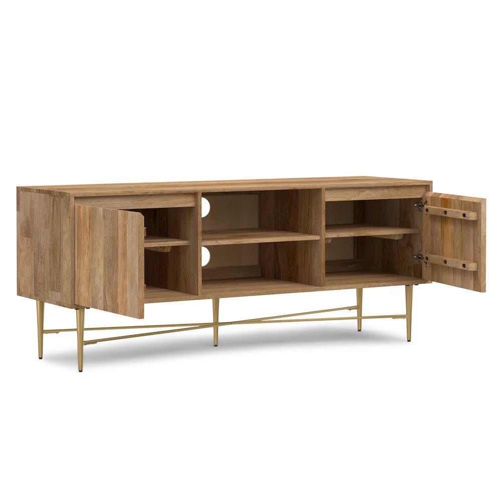 Fallon SOLID MANGO WOOD TV Media Stand in Natural For TVs up to 65 inches. Picture 6