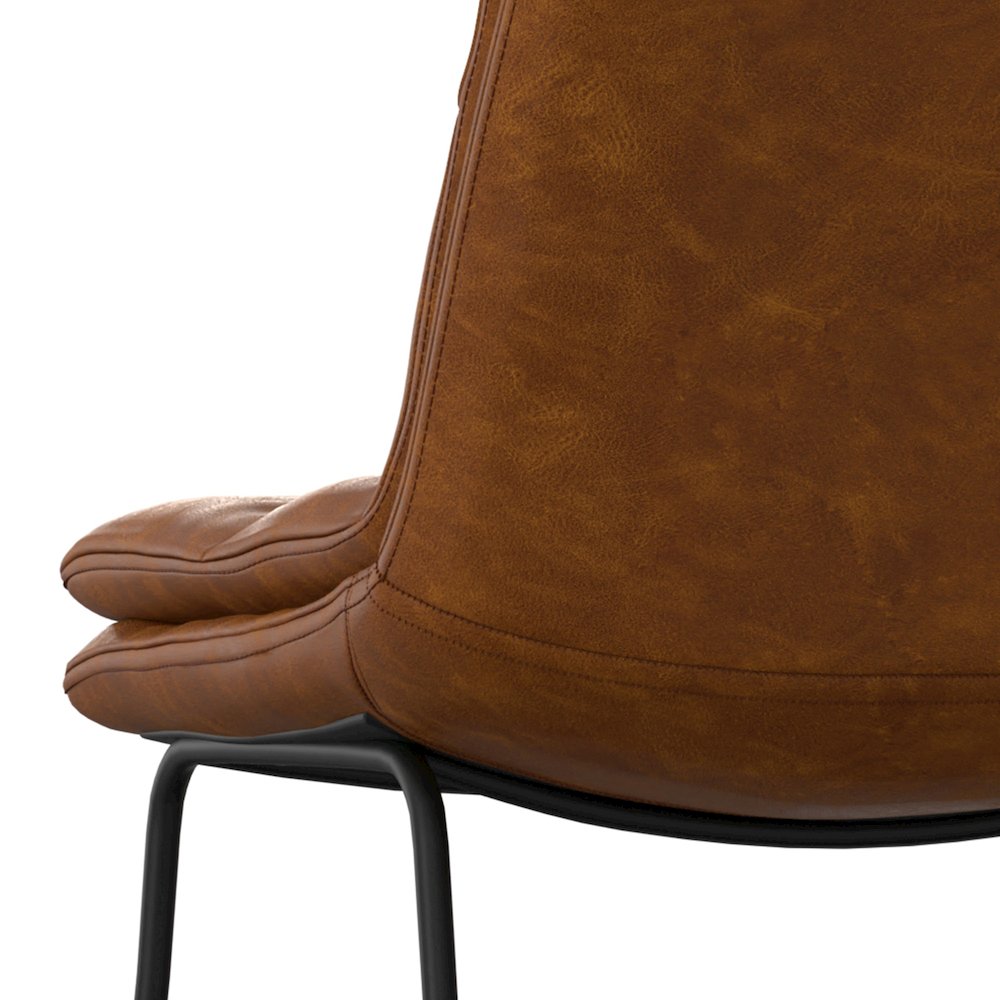 Mid Century Modern Bar Stool (Set Of 2) In Camel Brown Vegan Faux Leather. Picture 5