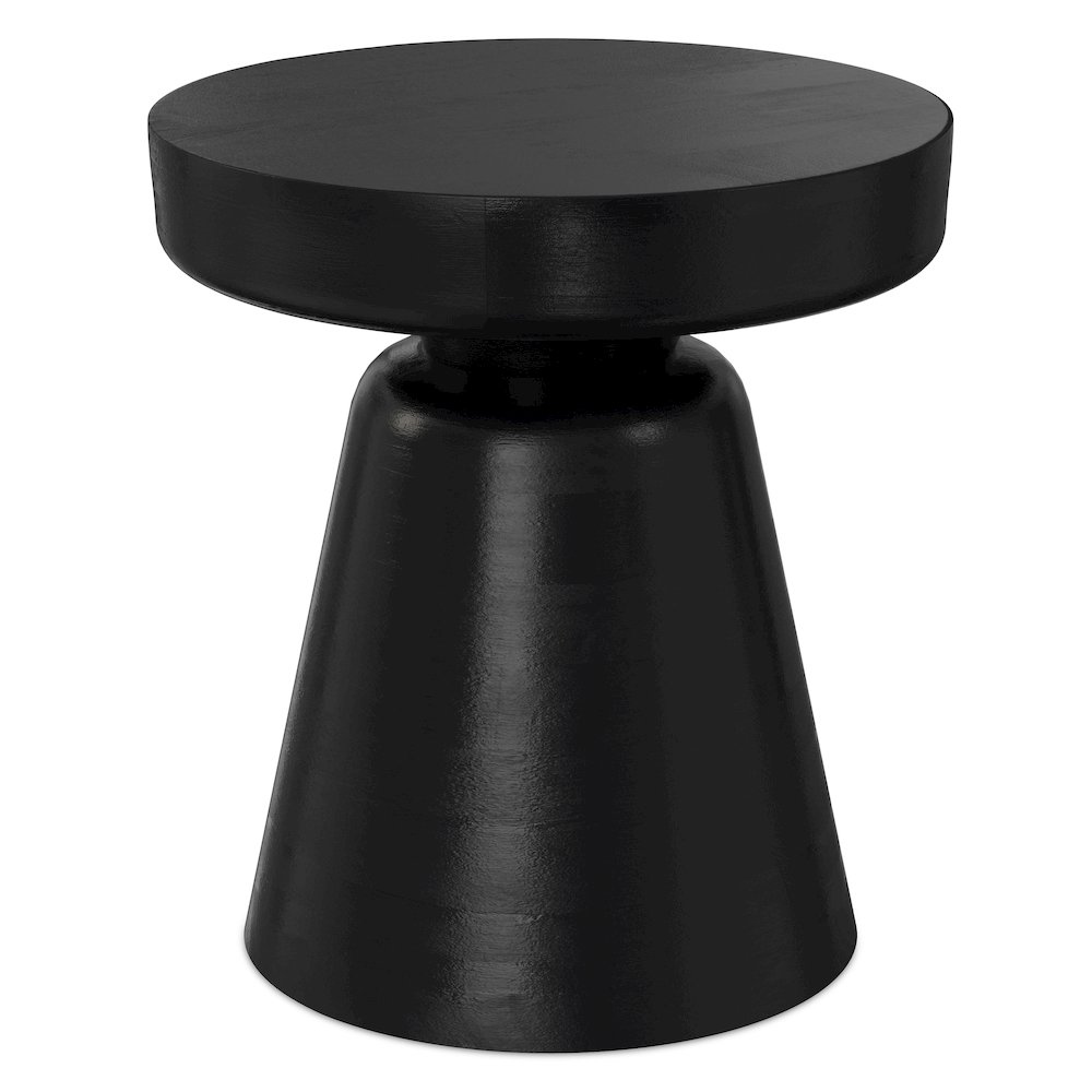 16 inch Wide Round Boho Contemporary Rustic Accent Table in Black. Picture 1