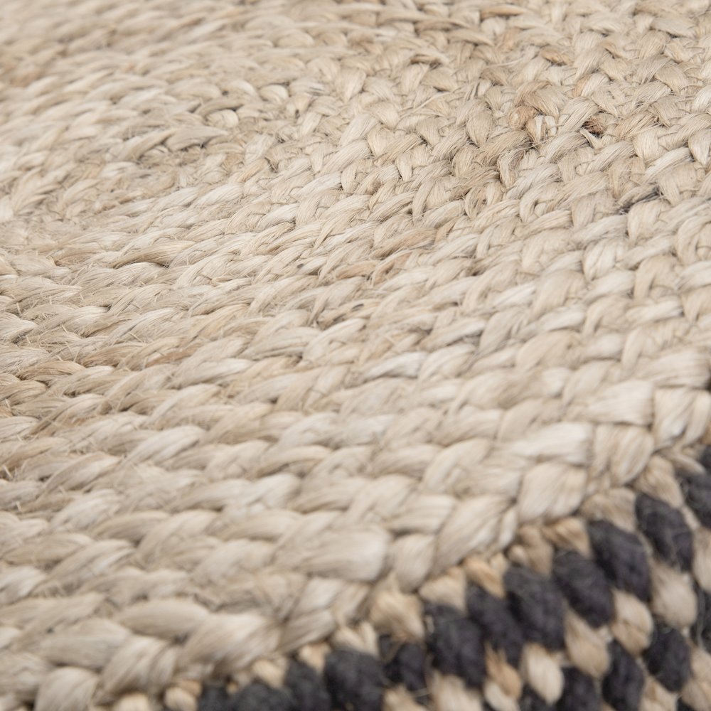 Larissa Round Braided Pouf In Natural Jute. Picture 2