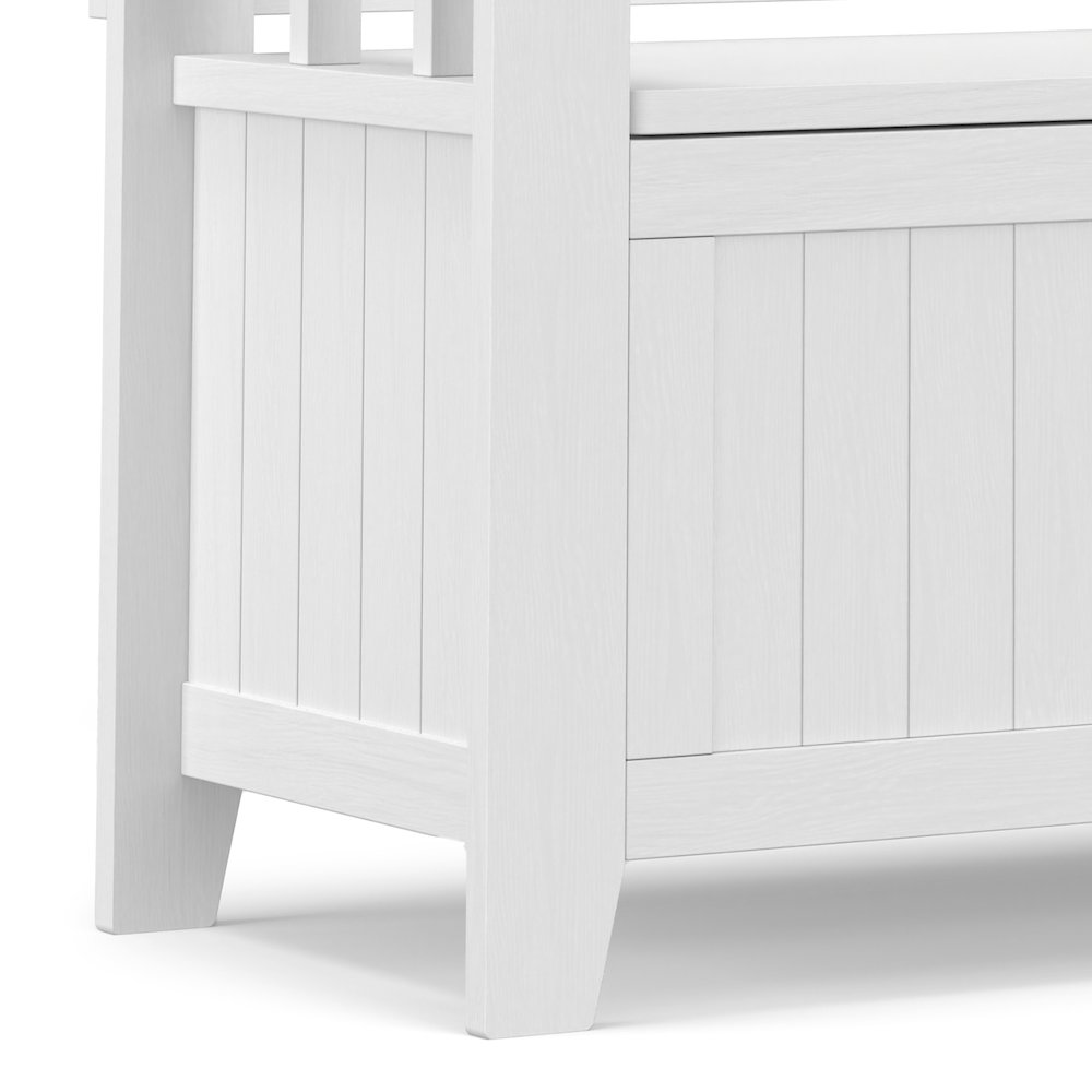 36 Inch Wide Solid Wood Transitional Small Entryway Storage Bench In White. Picture 6