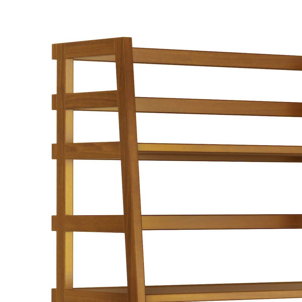 Acadian Solid Wood Ladder Shelf Bookcase In Light Golden Brown. Picture 2